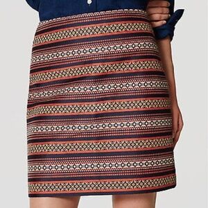 Ann Taylor LOFT Blue and Burgundy‎ Boheme Shift Skirt Size 16 NWOT